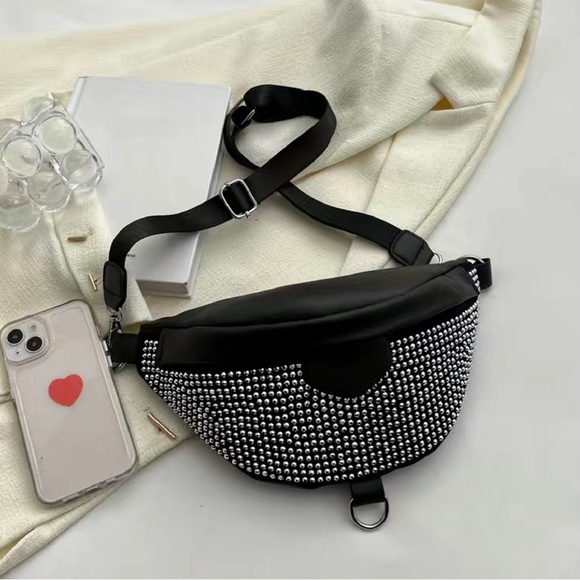 Silver Studded Crossbody Bag - Picture 4 of 11